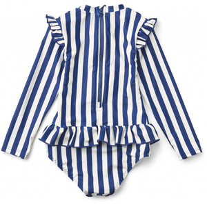 Liewood, swim jumpsuit Sille - surf blue cream stripe