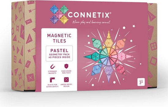 Connetix, pastel geometry pack - 40 stuks