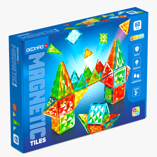 GeoMag, magnetic tiles gems - 60 stuks