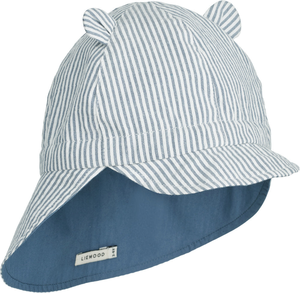 Liewood, Gorm zonnehoedje - reversible blue wave stripe