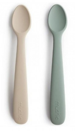 Mushie, voedingslepels - cambridge blue / shifting sand