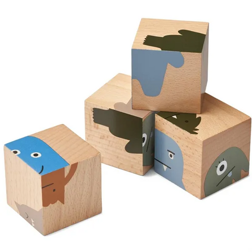 Liewood, houten puzzel blokken Aage - monster