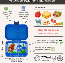 Afbeelding in Gallery-weergave laden, Yumbox, lunchbox panino 4 vakken - surf blue dino