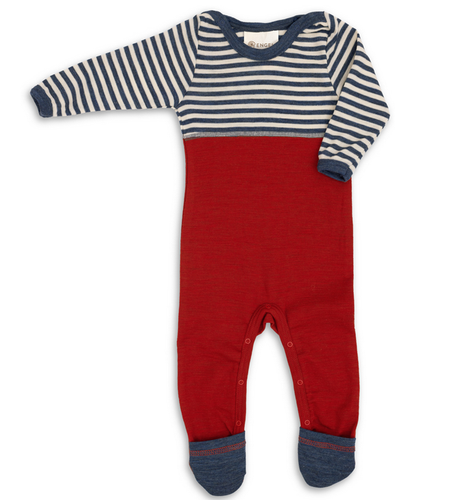 Engel Natur, wollen kruippakje - blue stripe red