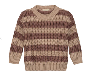 Yuki, knitted sweater - stripes dust