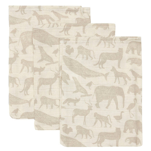 Jollein, tetra washandjes - animals nougat