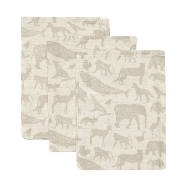 Jollein, tetra washandjes - animals olive green