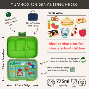 Yumbox, lunchbox original 6 vakken - surf blue race cars