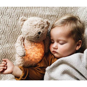 Moonie, knuffelbeer light & sound - caramel natur