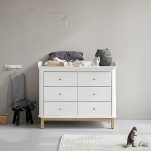 Oliver Furniture - commode met 6 lades Wood oak + large changing unit