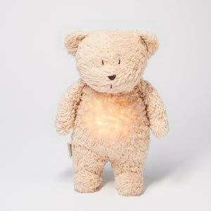 Moonie, knuffelbeer light & sound - sand natur