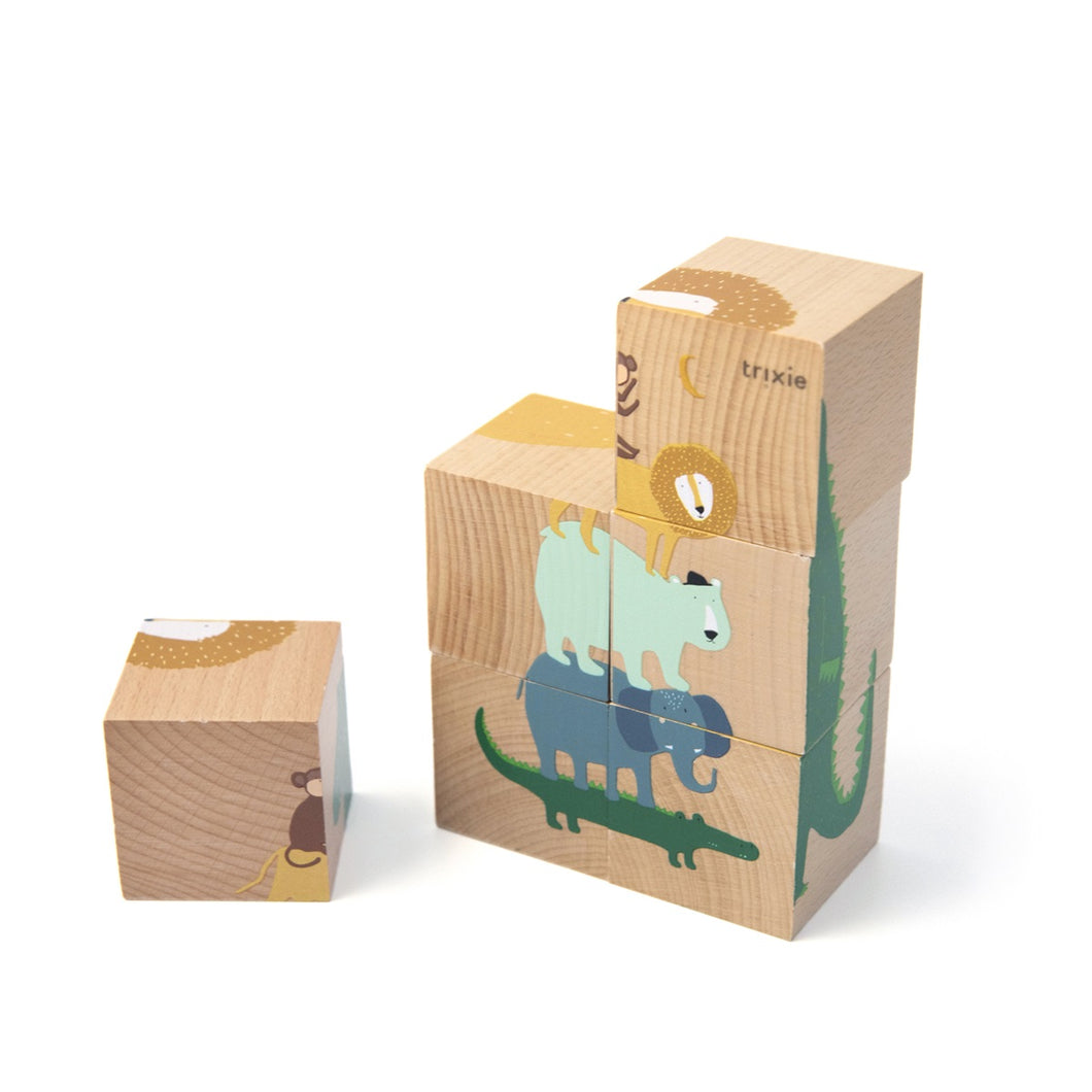 Trixie, houten puzzel blokken - animals