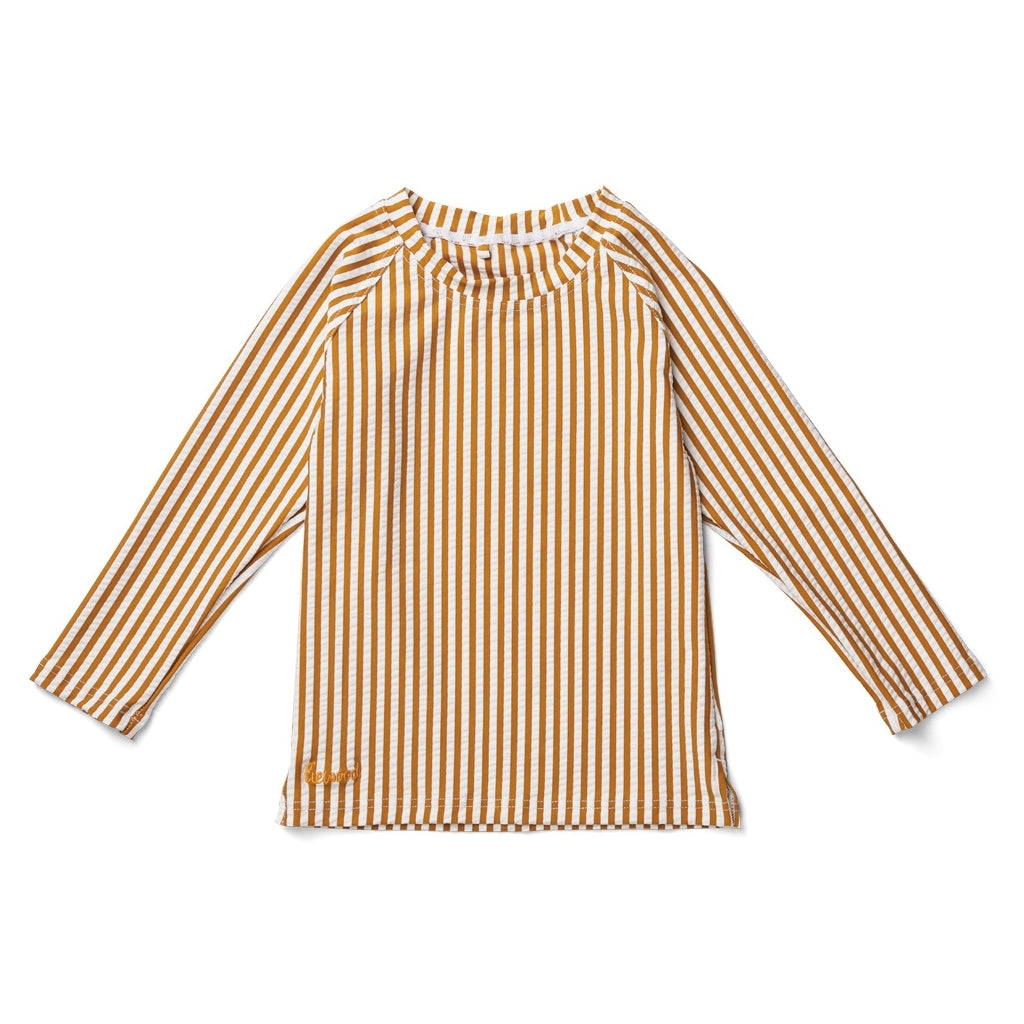 Liewood, UV swim shirt Noah - seersucker mustard stripe / SWIM AWAY