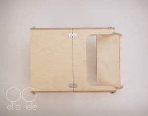 Ette Tete, Step'n Sit helper tower/table - wooden & silver clasps