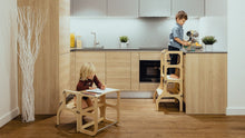 Afbeelding in Gallery-weergave laden, Ette Tete, Step&#39;n Sit helper tower/table - wooden &amp; silver clasps