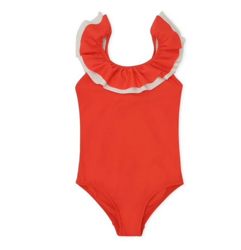 Konges Sløjd, frill swim suit - moule fiery red / SALE