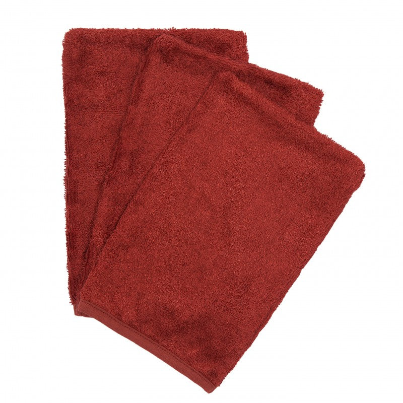 Timboo, set van 3 washandjes - rosewood