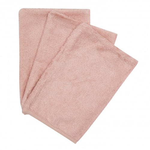 Timboo, set van 3 washandjes - misty rose