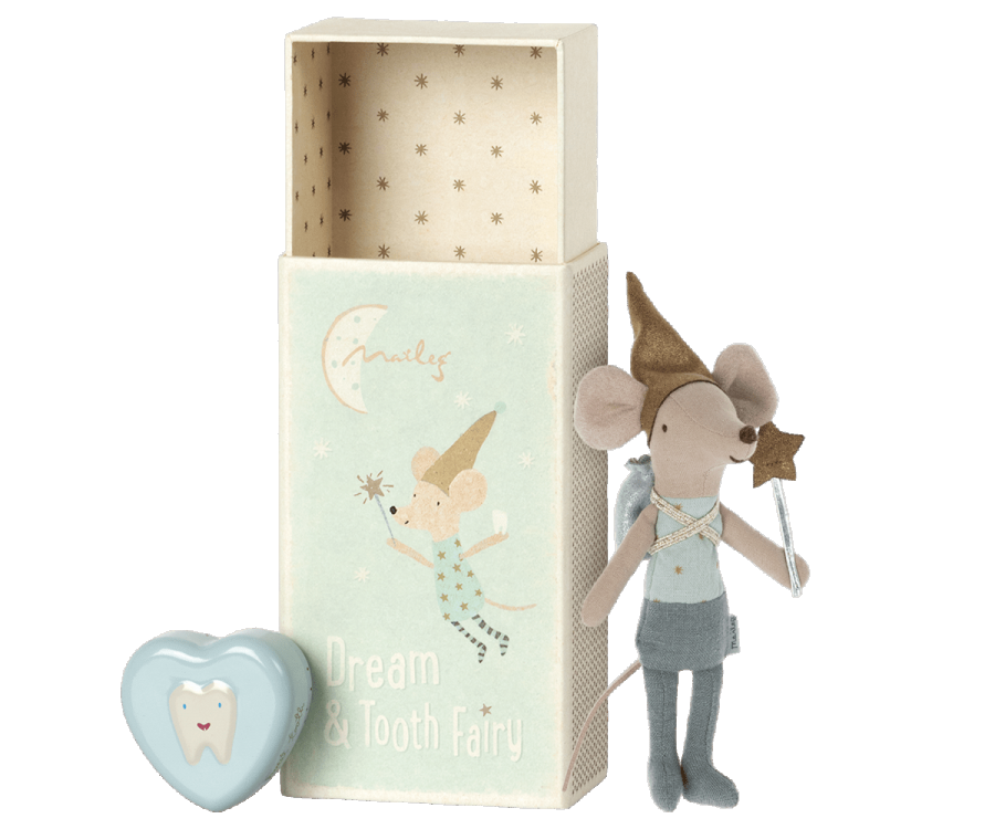 Maileg, tooth fairy mouse in box - blue